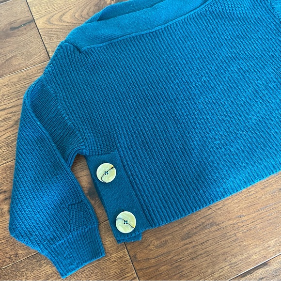 Topshop Teal Knit Sweater with Button Accents - Picture 6 of 14